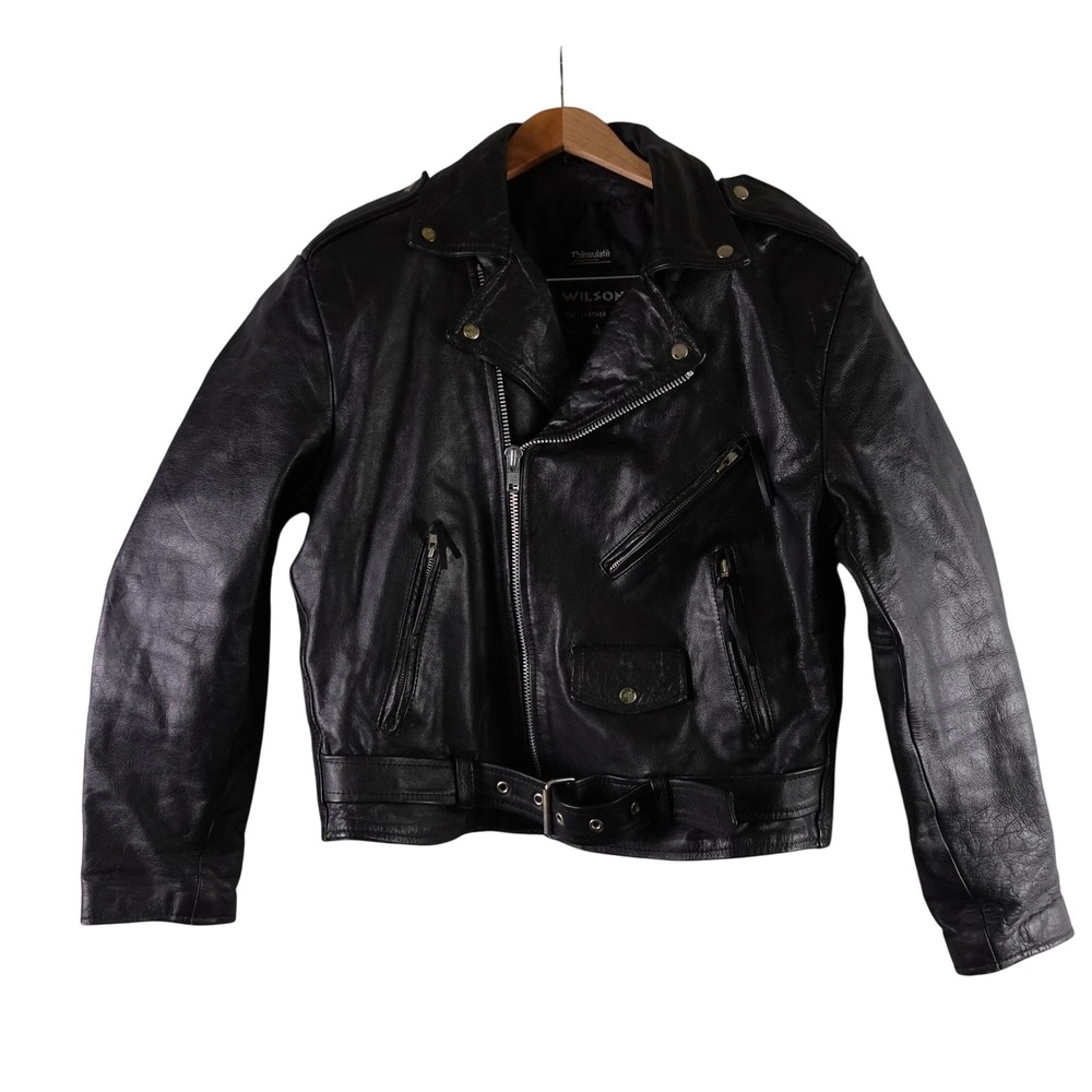 Wilsons Leather Mens Black Thinsulate‎ Insulated Biker Motorcycle Jacket Large